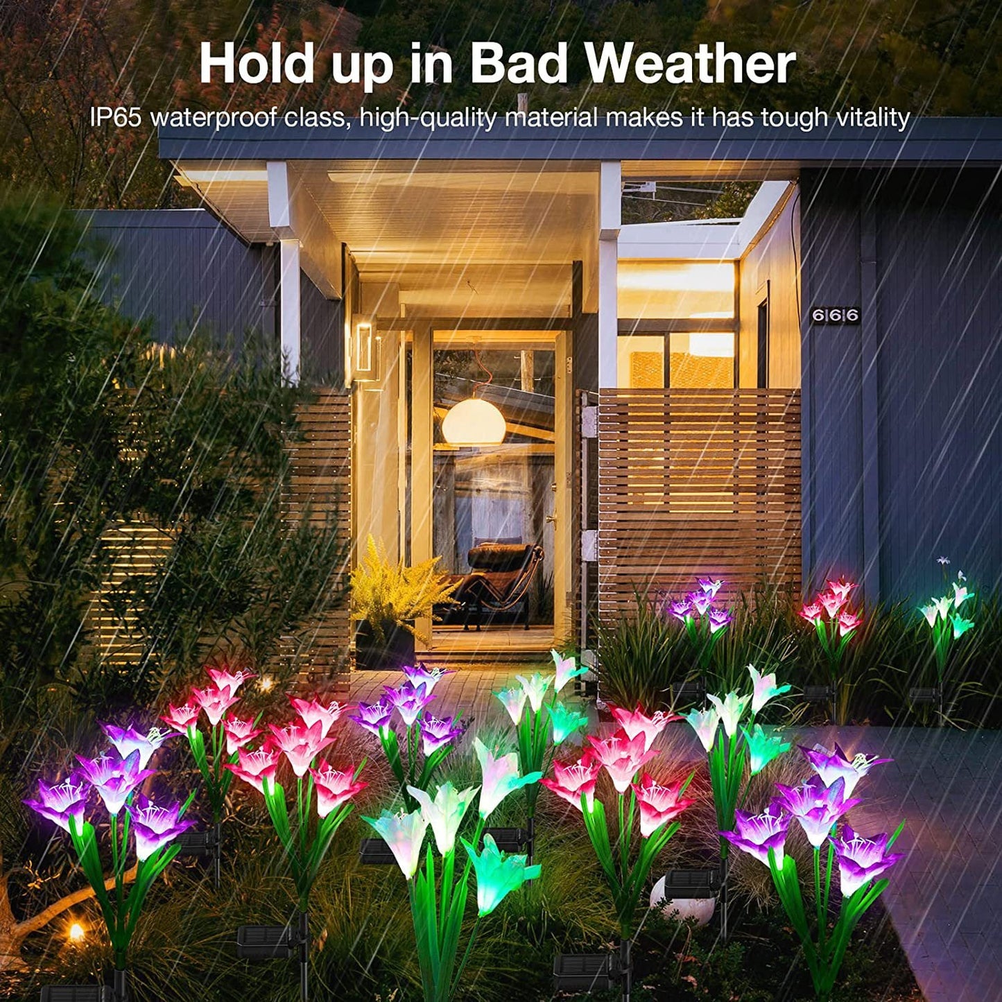 🔥LAST DAY 70% OFF-Solar Power Lily Flower 4 LED Lights Garden Stake Lamp Yard Outdoor Decor