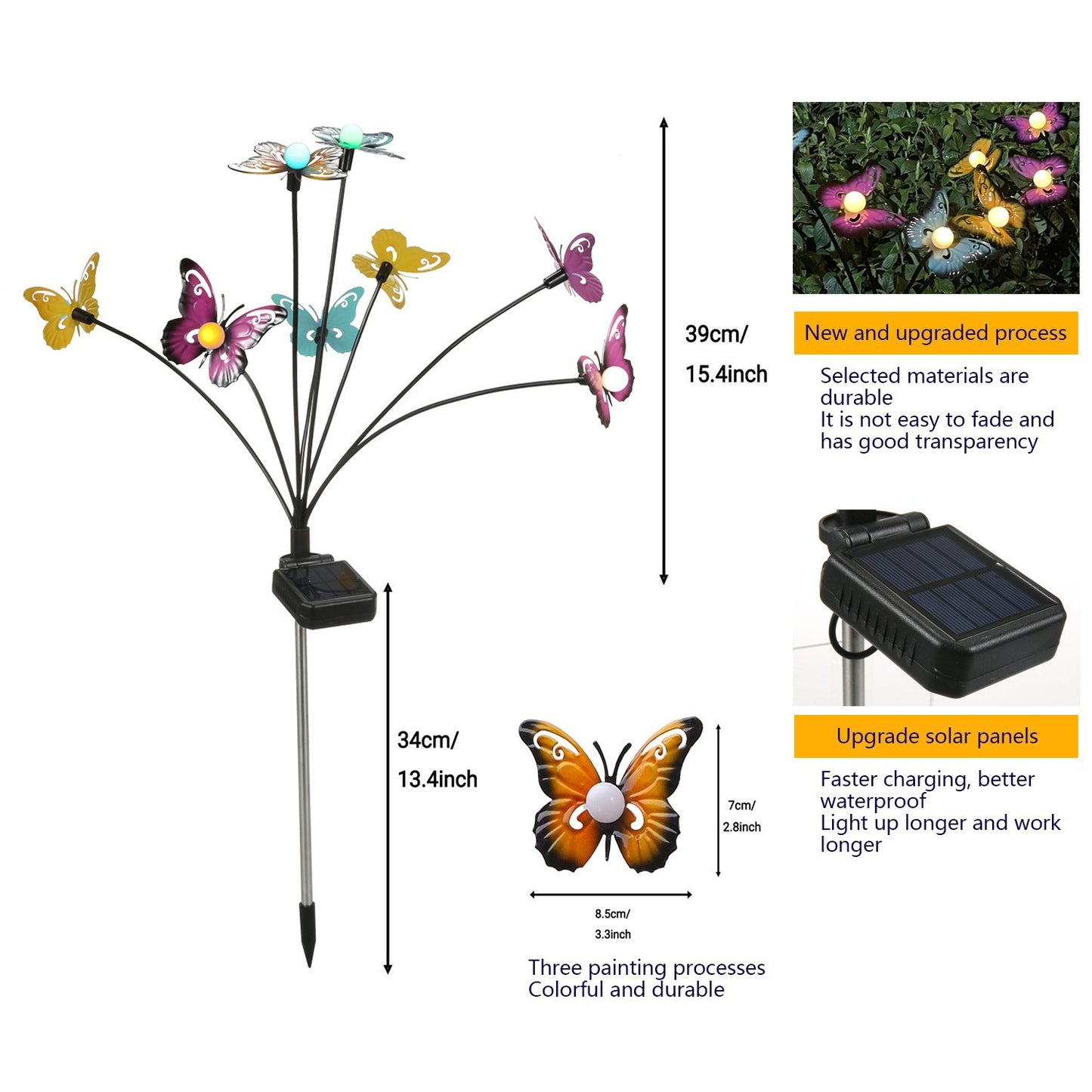 Last Day 70% OFF - 🔥 Waterproof Solar Powered Metal Butterflies Starburst Swaying Lights