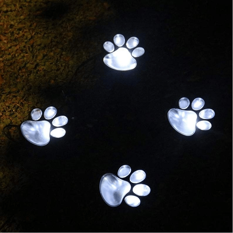 Solar-Powered Paw Print Lights