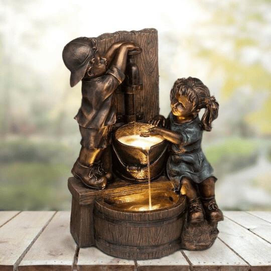 Boy & Girl Garden Statue