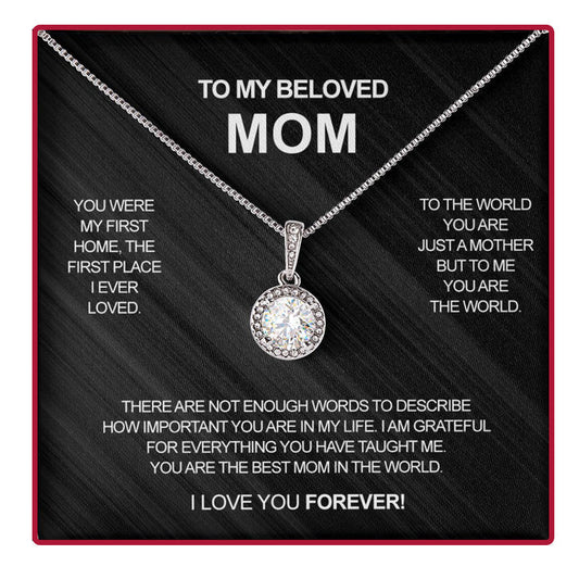 White Gold Necklace - Gift Box - To my Beloved Mom