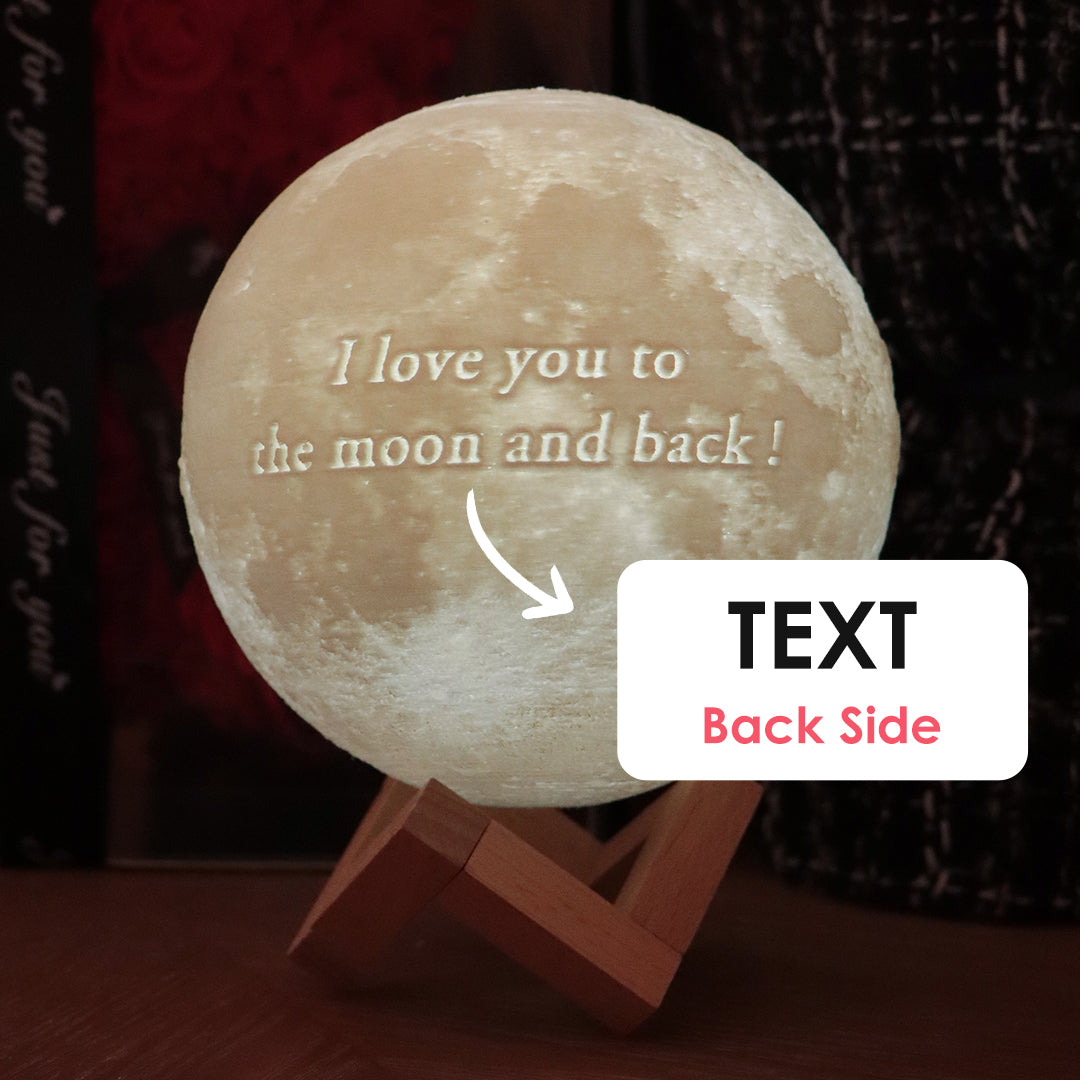 Lámpara de luna 3D con foto personalizada (te amo hasta la luna y de regreso)