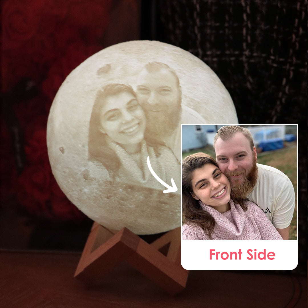 Lámpara de luna 3D con foto personalizada (te amo hasta la luna y de regreso)