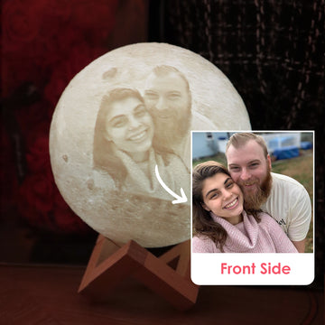 Lâmpada de lua 3D com foto personalizada (eu te amo até a lua e de volta)