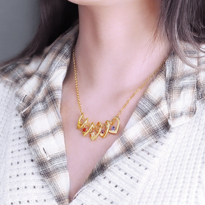 Heart of Love Birthstone Necklace for Mother