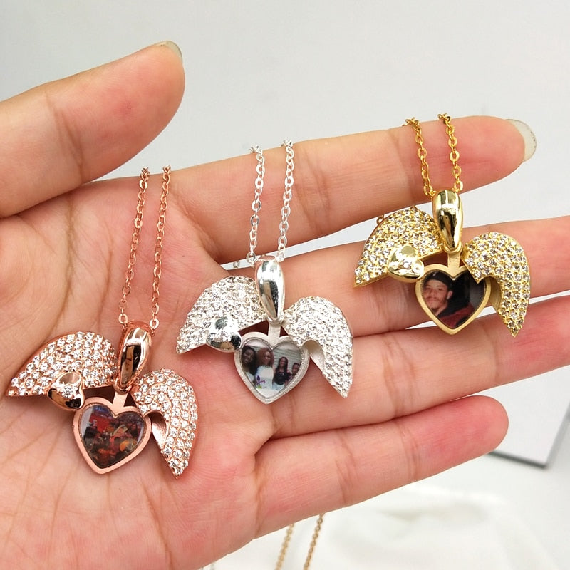 Collar de corazón con medallón con imagen personalizada