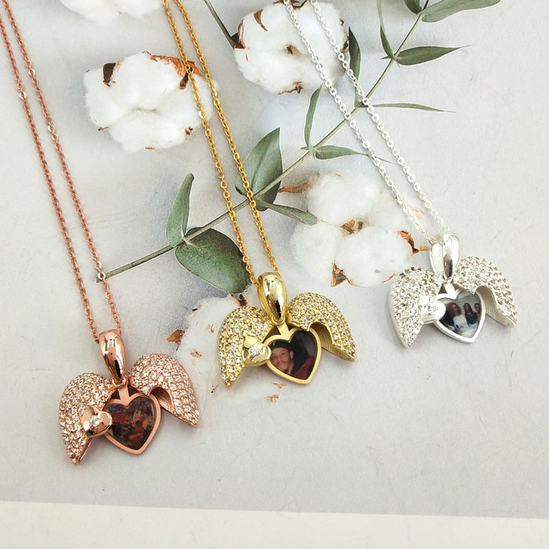 Collar de corazón con medallón con imagen personalizada