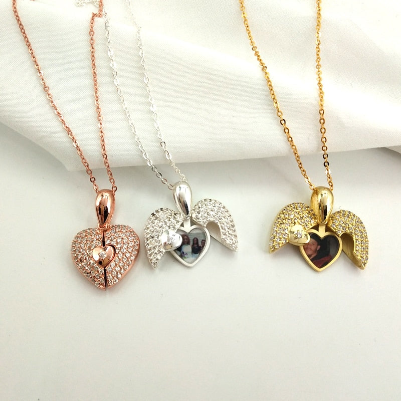 Collar de corazón con medallón con imagen personalizada