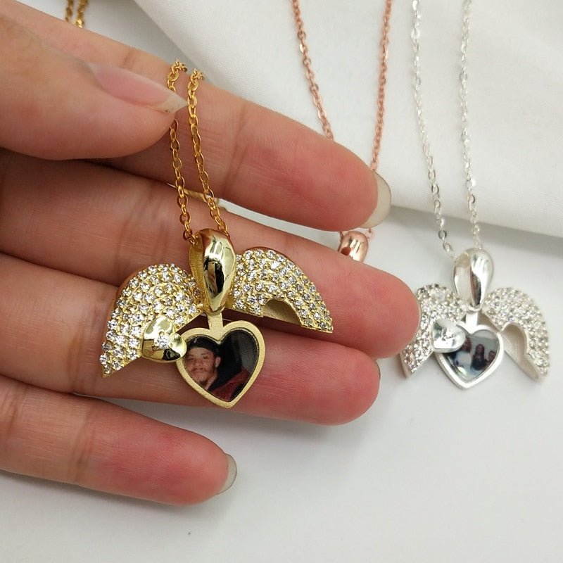 Collar de corazón con medallón con imagen personalizada
