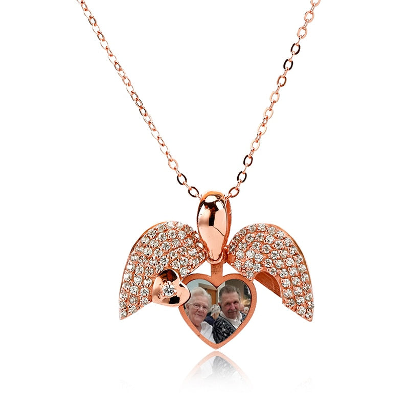 Collar de corazón con medallón con imagen personalizada