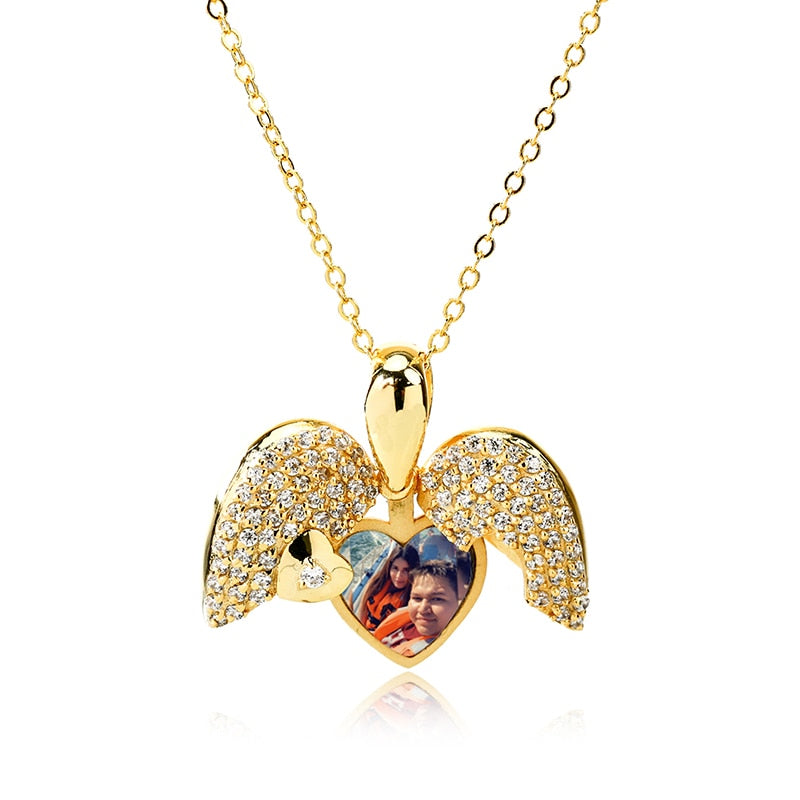 Collar de corazón con medallón con imagen personalizada