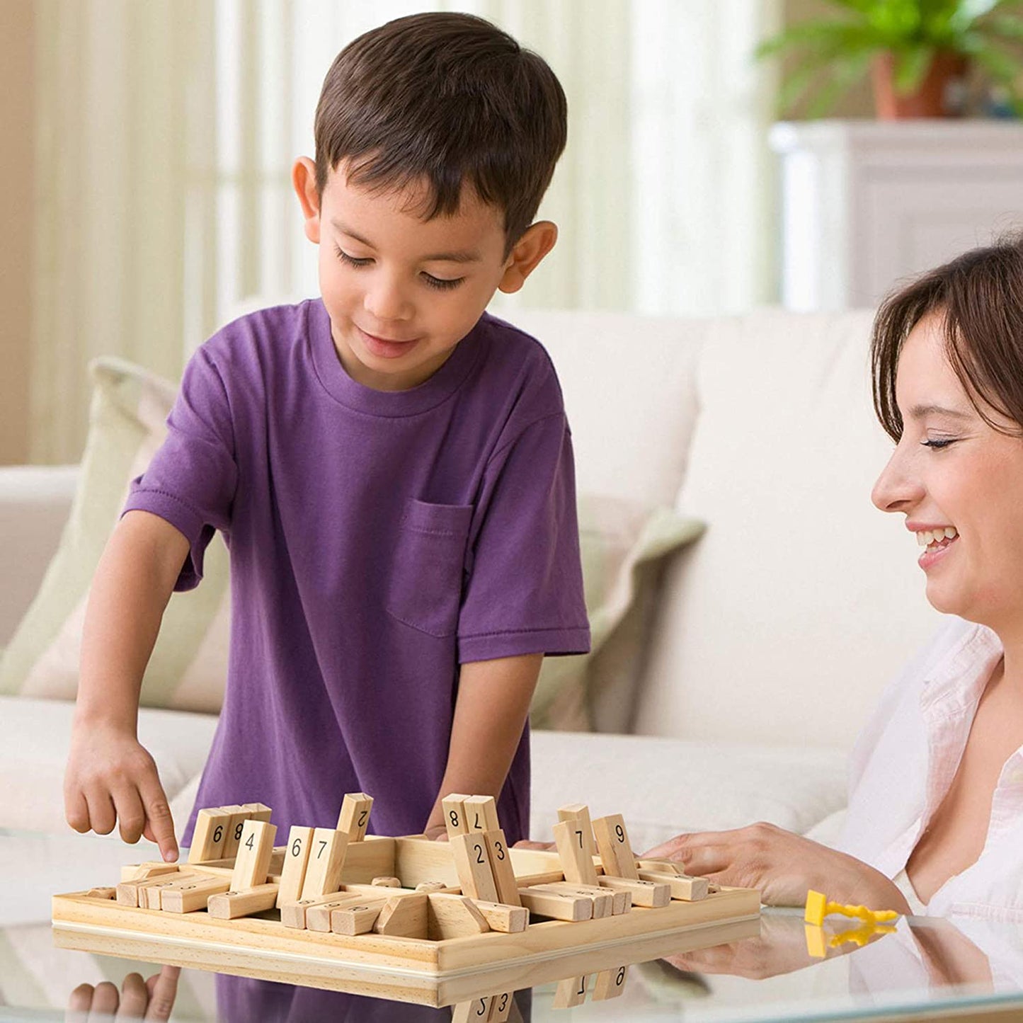 COMFMET Shut The Box Dice Game Wooden (2-4 Players),12 Inches