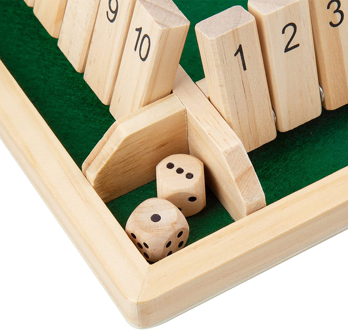 COMFMET Shut The Box Dice Game Wooden (2-4 Players),12 Inches