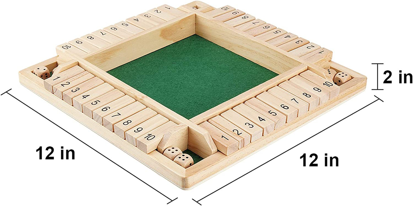 COMFMET Shut The Box Dice Game Wooden (2-4 Players),12 Inches