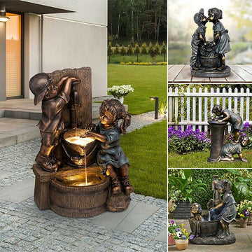 Boy & Girl Garden Statue