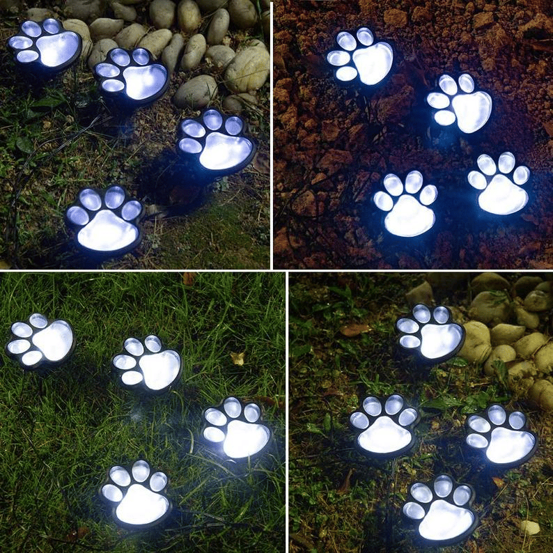 Solar-Powered Paw Print Lights