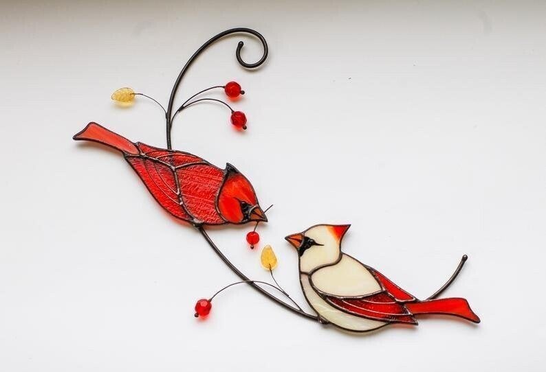 🔥Last Day 49% OFF🔥 - Pair of Cardinal bird stained ornament