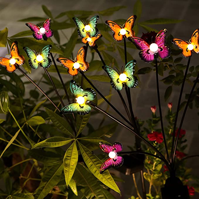 Last Day 70% OFF - 🔥 Waterproof Solar Powered Metal Butterflies Starburst Swaying Lights
