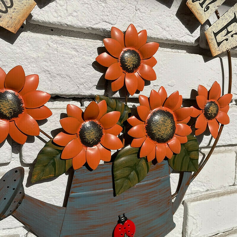 Pastoral style WELCOME sun flower wall decoration iron art