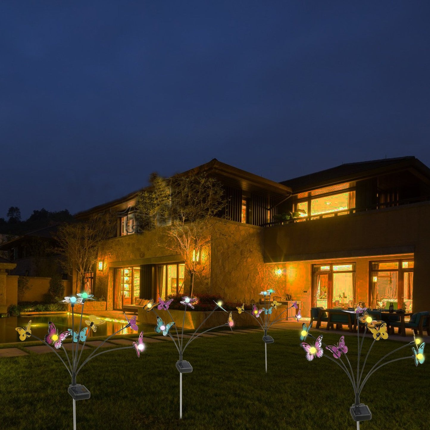 Last Day 70% OFF - 🔥 Waterproof Solar Powered Metal Butterflies Starburst Swaying Lights