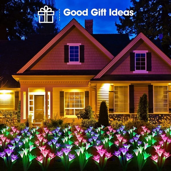 🔥LAST DAY 70% OFF-Solar Power Lily Flower 4 LED Lights Garden Stake Lamp Yard Outdoor Decor