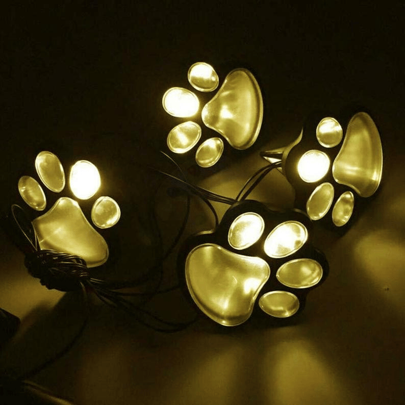 Solar-Powered Paw Print Lights