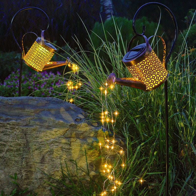 Solar Waterfall Lights Outdoor Garden