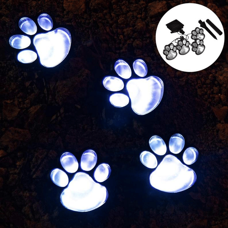 Solar-Powered Paw Print Lights