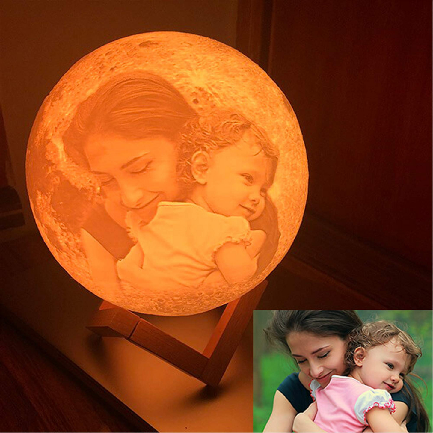 Lámpara de luna 3D con foto personalizada (te amo hasta la luna y de regreso)