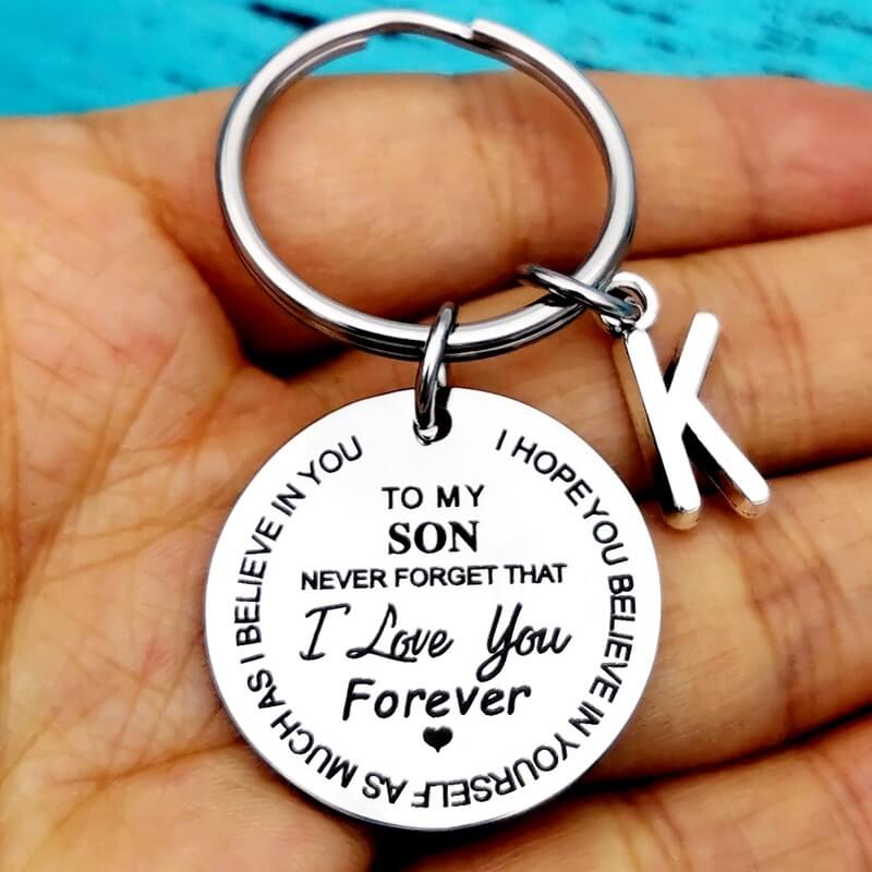 Keychain with initial - To my Son or Daughter