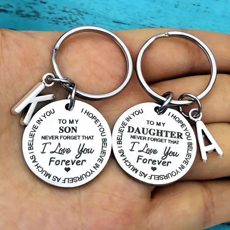 Keychain with initial - To my Son or Daughter