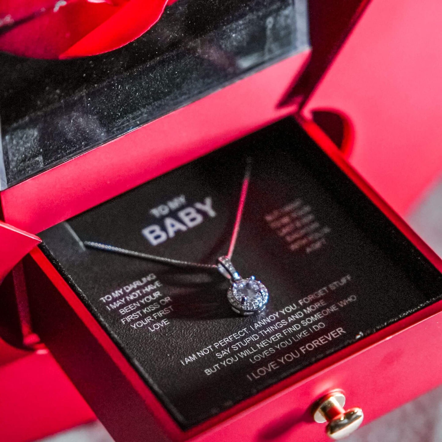 Sterling Silver Necklace - With Real Rose - To My Baby